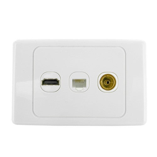 TV Wall Plate 1 x RJ45 1 x TV 1 x HDMI-3 Gang