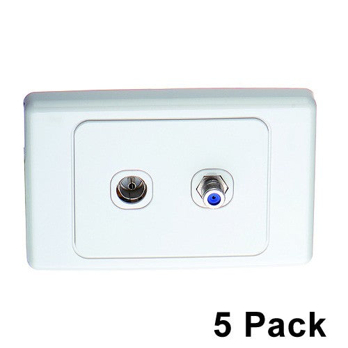 2 Gang Wall Plate 1 x TV ,1 x Pay TV -5 Pack