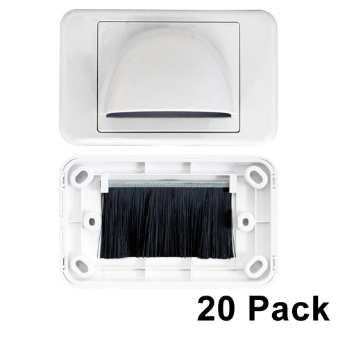 20 x Brush Wall BullNose Plate In-Wall Cable Management