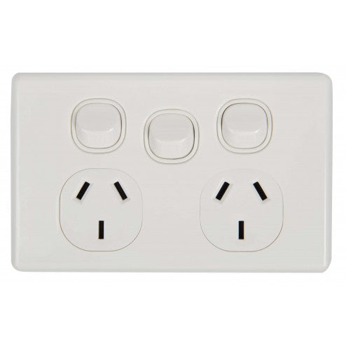 Double Power Point With Extra Switch 10 Amp SLIMLINE