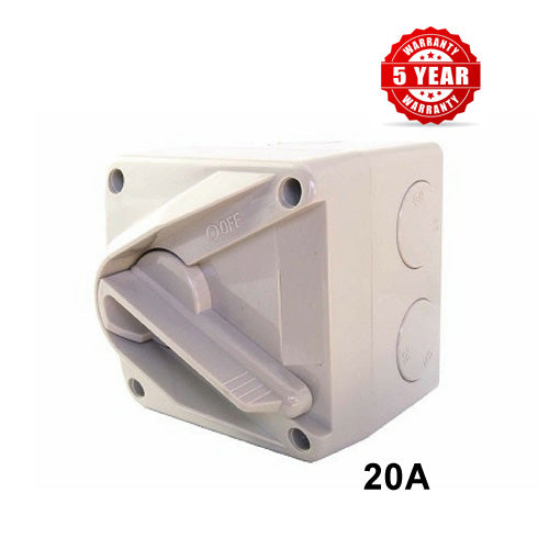 20AMP - Mini Weatherproof  Isolator  -  1 Pole / Single Phase