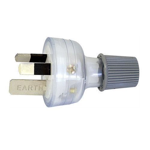 15 Amp 3 Pin Male Extension Plug Lead Clear 240v