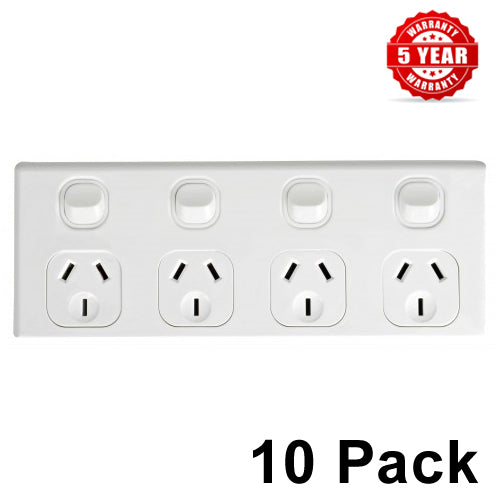 10 x Quad Power Point Standard Series 10 Amp 240 Volt