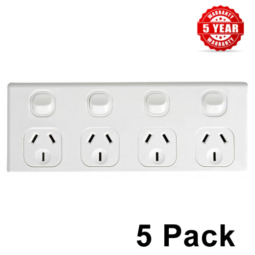 5 x Quad Power Point Standard Series 10 Amp 240 Volt