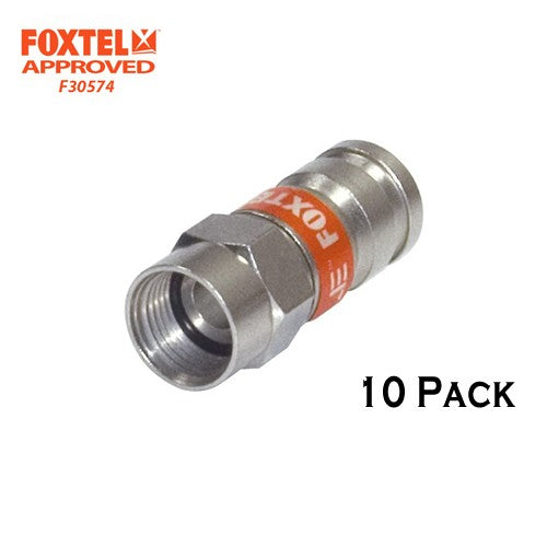 10 x Compression Crimp RG6 Coaxial F Type Connector Foxtel Approved F30574