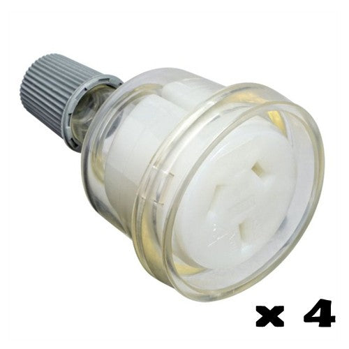 4 x 15 Amp Female Extension Socket Lead 3 Pin Clear 240v