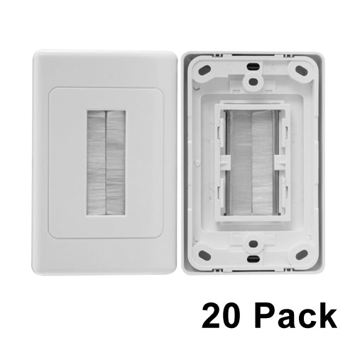 20 x Brush Wall Plate In-Wall Cable Management