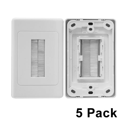 5 x Brush Wall Plate In-Wall Cable Management