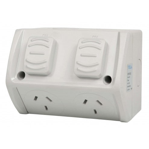 10 x Weather Proof Double Power Point Outlet IP53 Rated 10 Amp